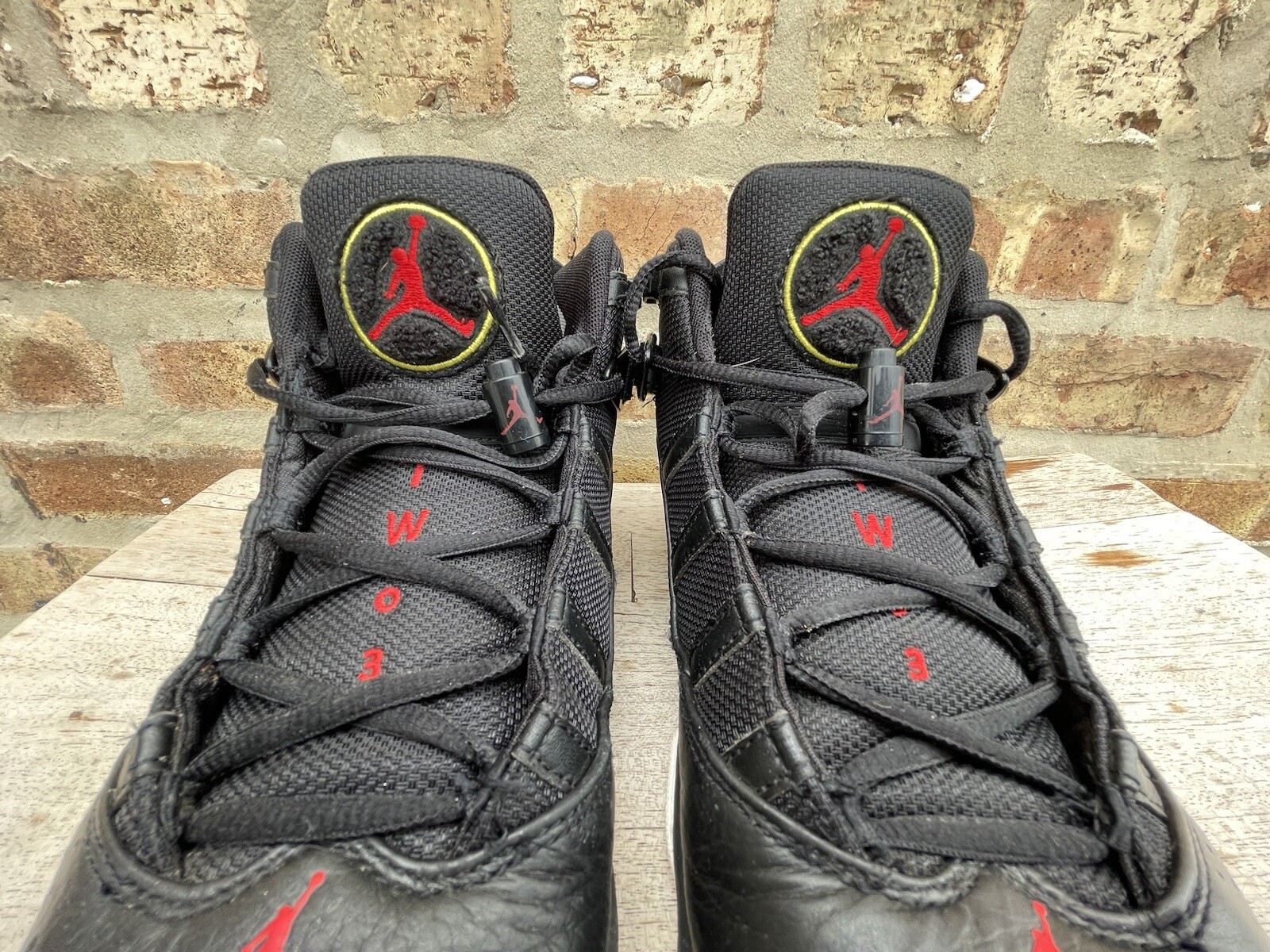 🔥 Nike Air Jordan 6 Rings • 322992-063 Black & Red Basketball Shoes Men Sz 8.5