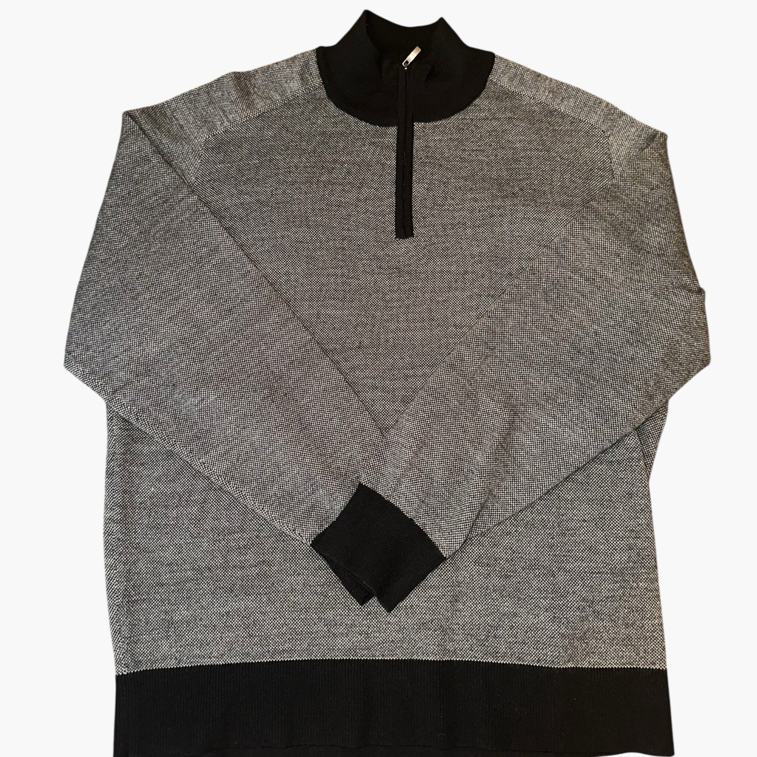 Daniel Cremieux Signature Quarter Zip Sweater Mens XL Gray Black Merino Wool