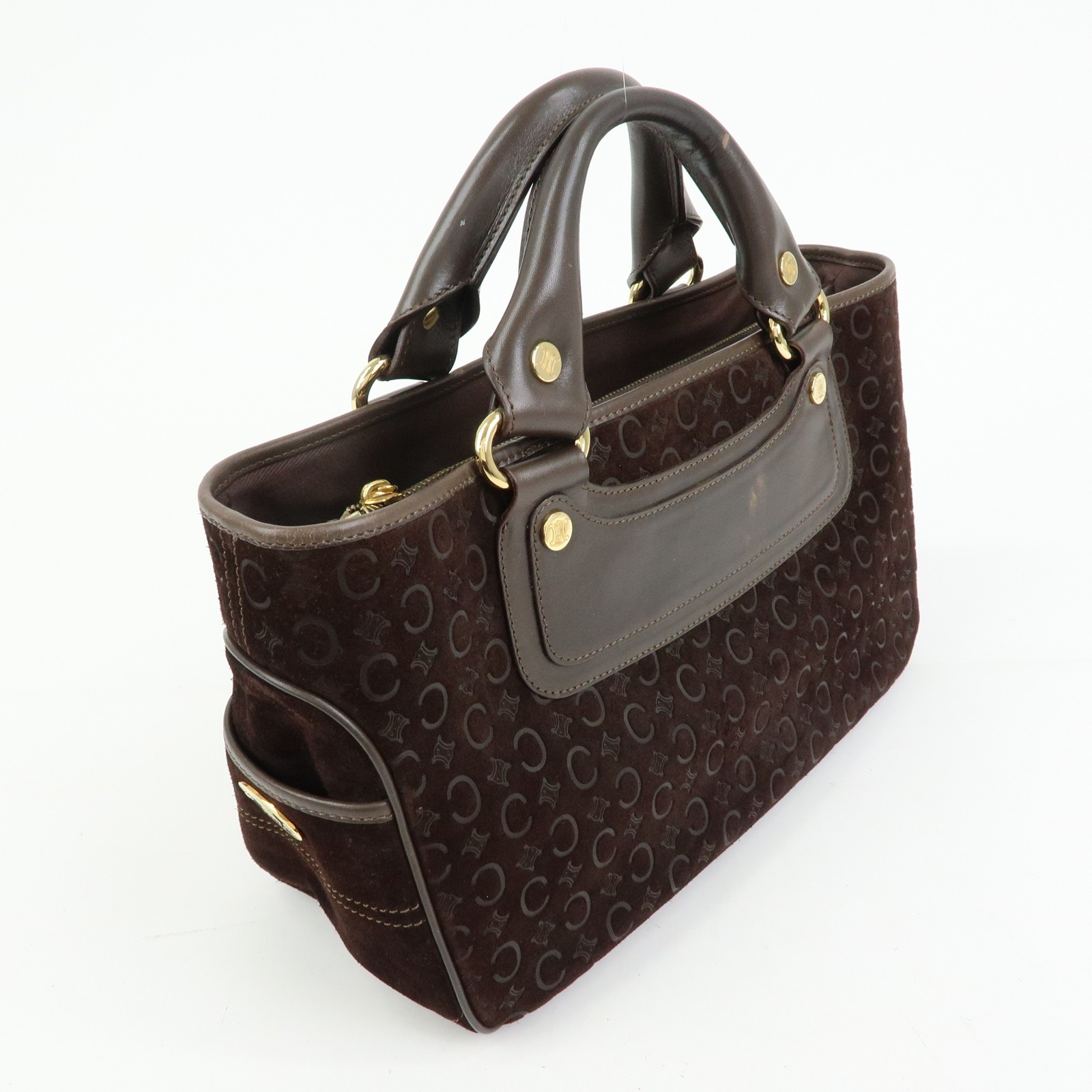 CELINE C Macadam Suede Leather Boogie Bag Hand Bag Brown Authentic Used F/S