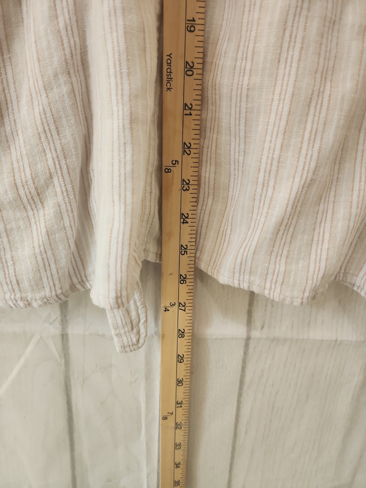 Time and Tru Blouse Womens XXL Linen Blend Button Tie Front Striped Beige