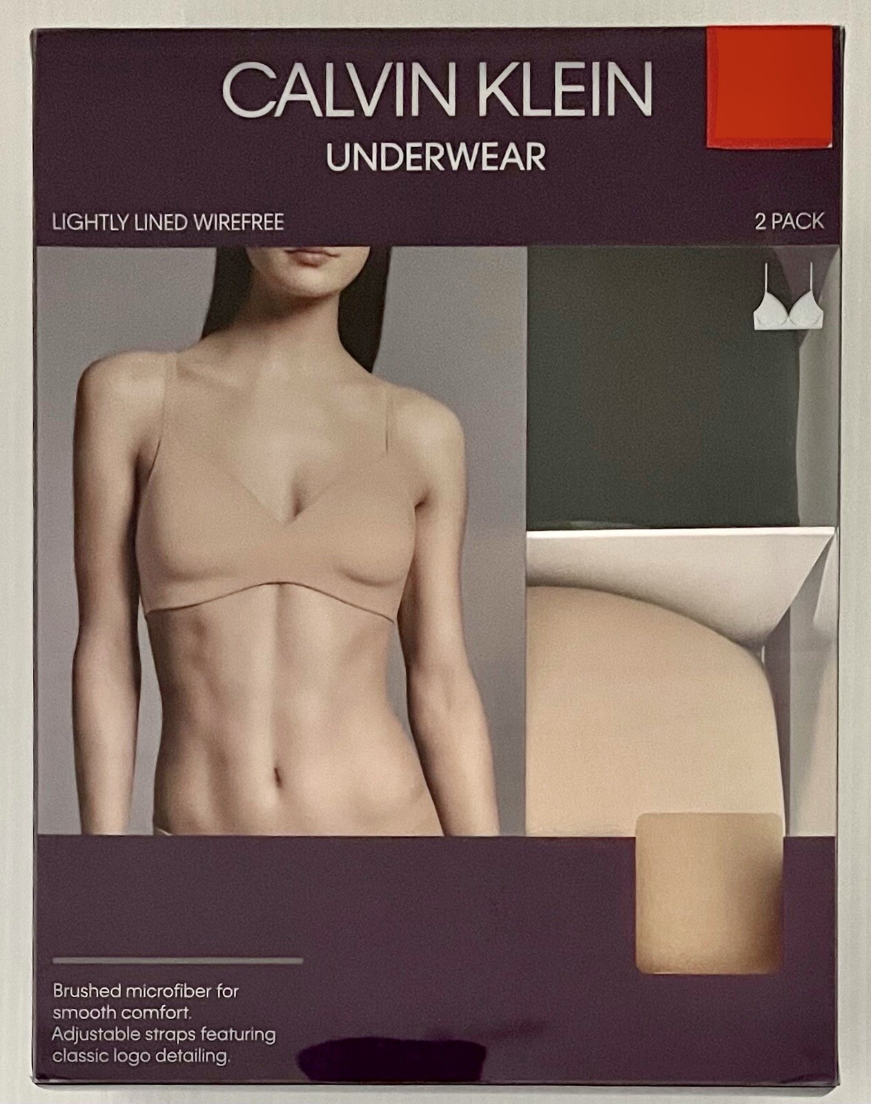 New Calvin Klein Underwear Women’s Lightly Lined Wirefree 2 Pack Bra L