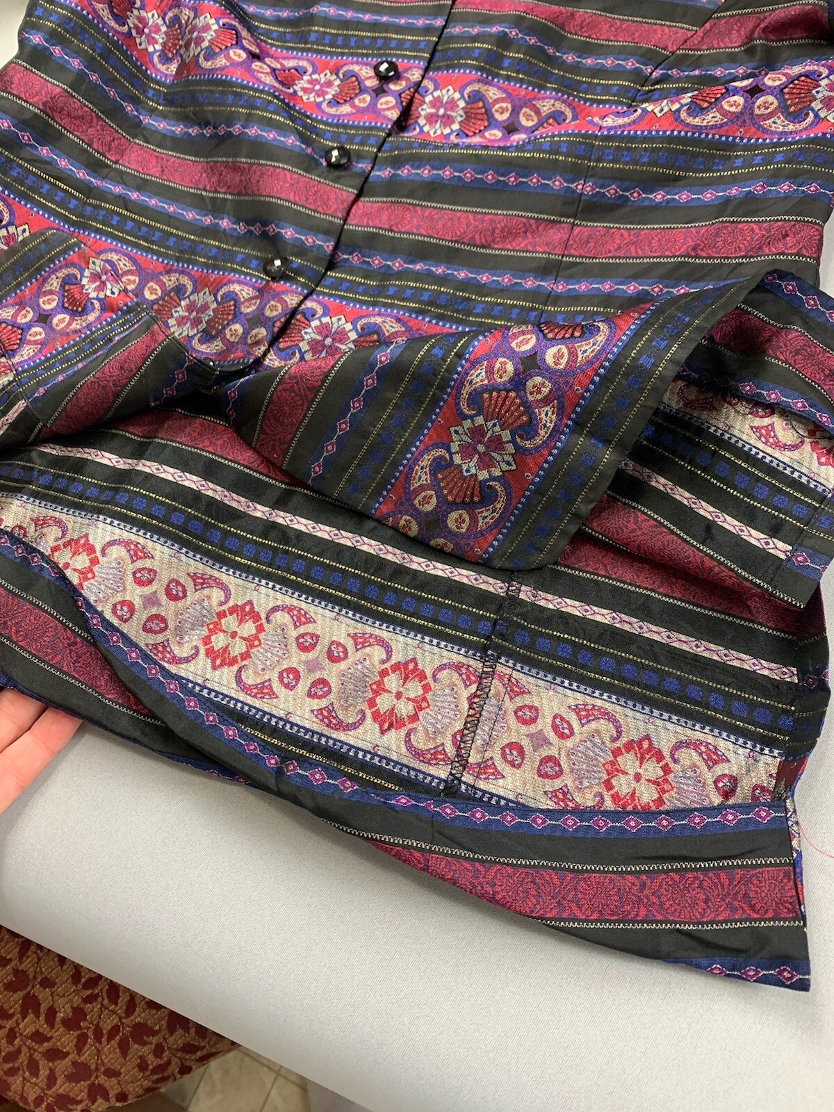 Talbots Womens Jacket 6 Silk Asian Fairy Floral Art to Wear Tribal Festival