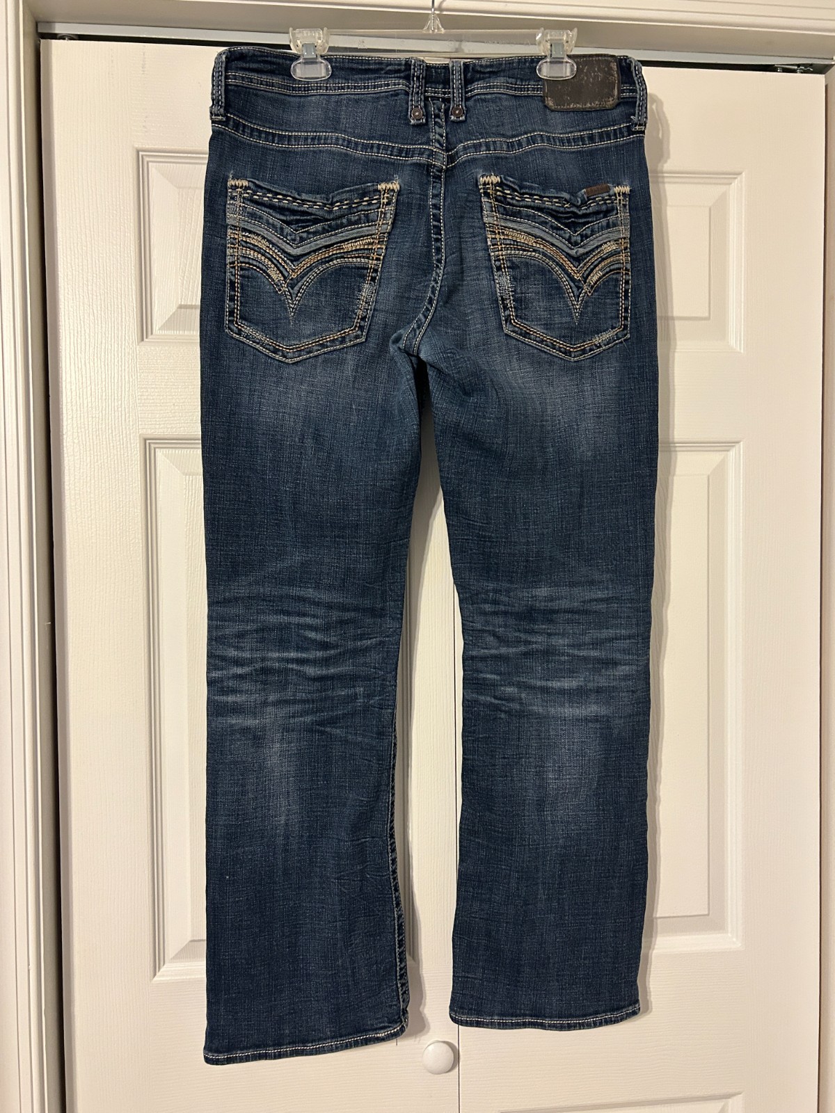 Mens SALVAGE SUPPLY CO Mayhem Bootcut Blue Denim Jeans Sz 34 R SLVG 23-460