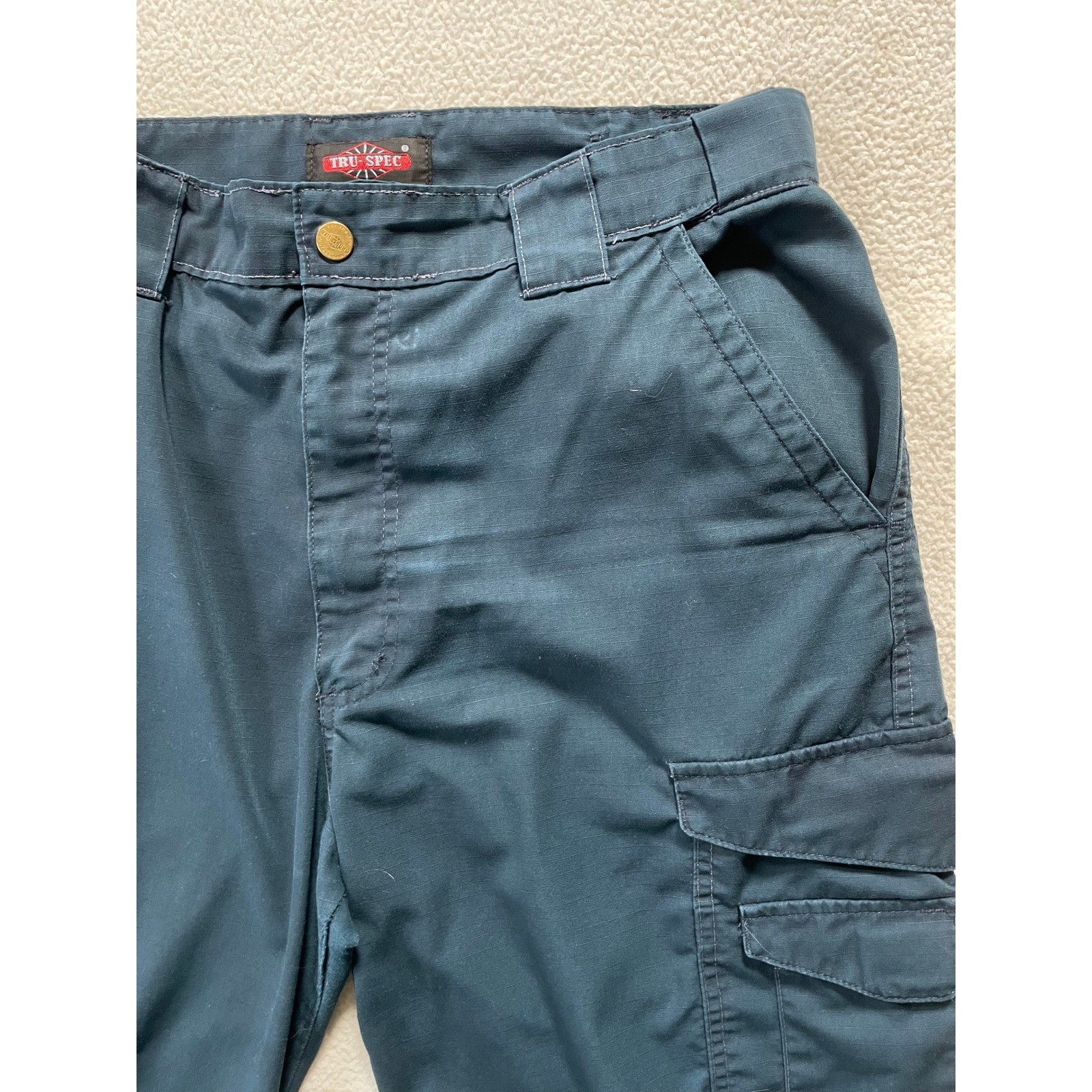 Tru-Spec Mens 34/32 Tactical Cargo Pants Navy Blue Ripstop Workwear – Distressed