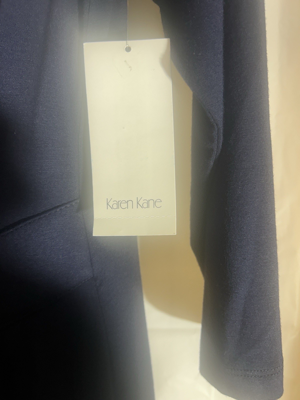 Karen Kane Women’s XL Navy Solid V-Neck 3/4 Sleeve Wrap Dress Knee Length