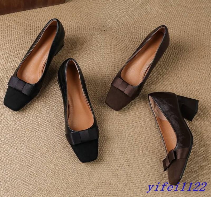 Womens Bowtie Square Toe Pumps Dress Casual Office Ladies Club Formal Work Shoes