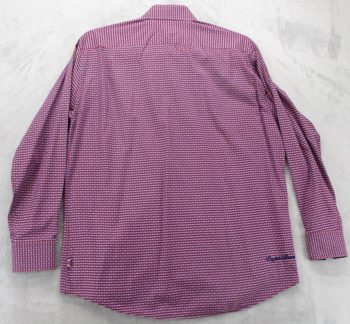 Eligish Laundry Button Up Shirt Men’s XL Red Blue Purple Geometric Plaid Cotton