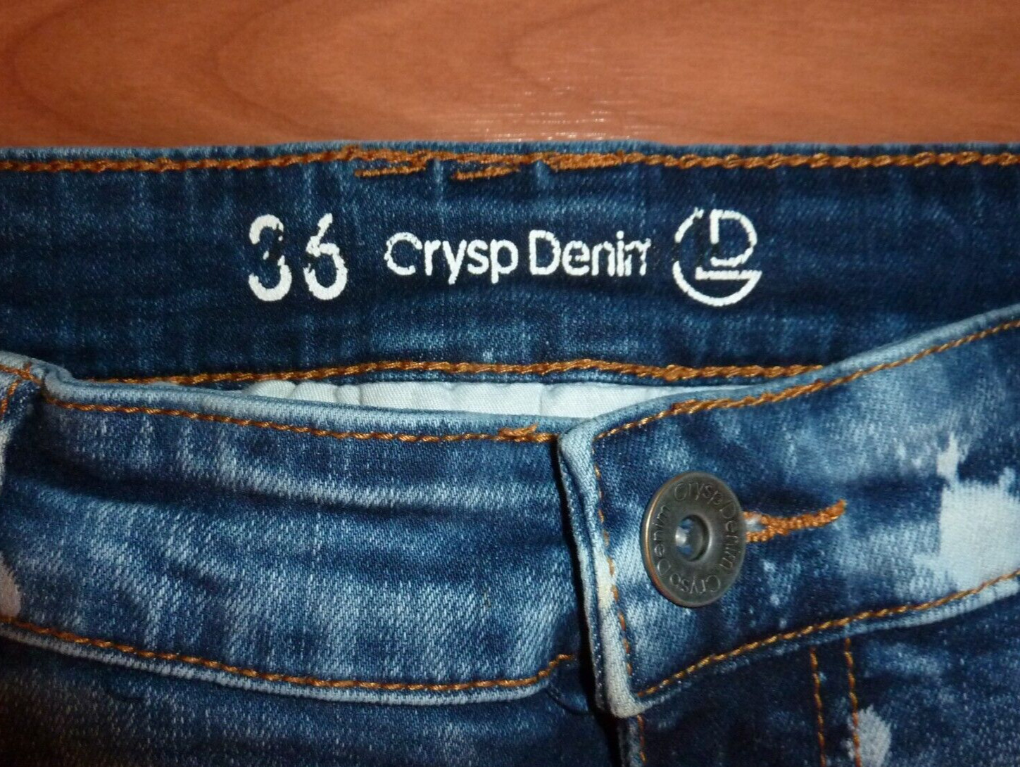 Crysp Denim Moto Biker Men’s Stretch Jeans Sz 36×33 Skinny Distressed Acid Wash