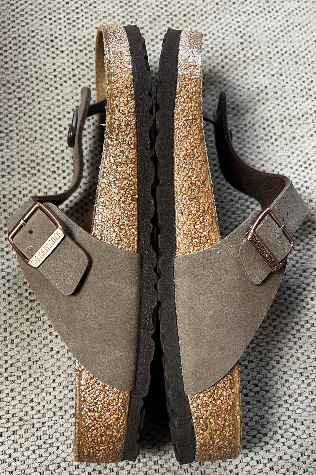 Birkenstock Gizeh Birko-Flor Nubuck Brown Flip Flop Sandals 41 10 Ladies 8 Mens