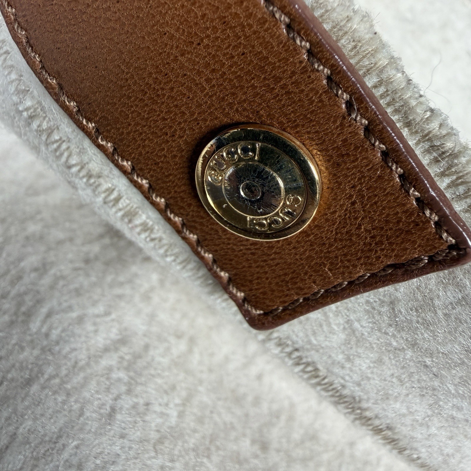 Vintage Gucci Cashmere Wool Beige Leather Buckle Women’s Dress Pants Size IT 46