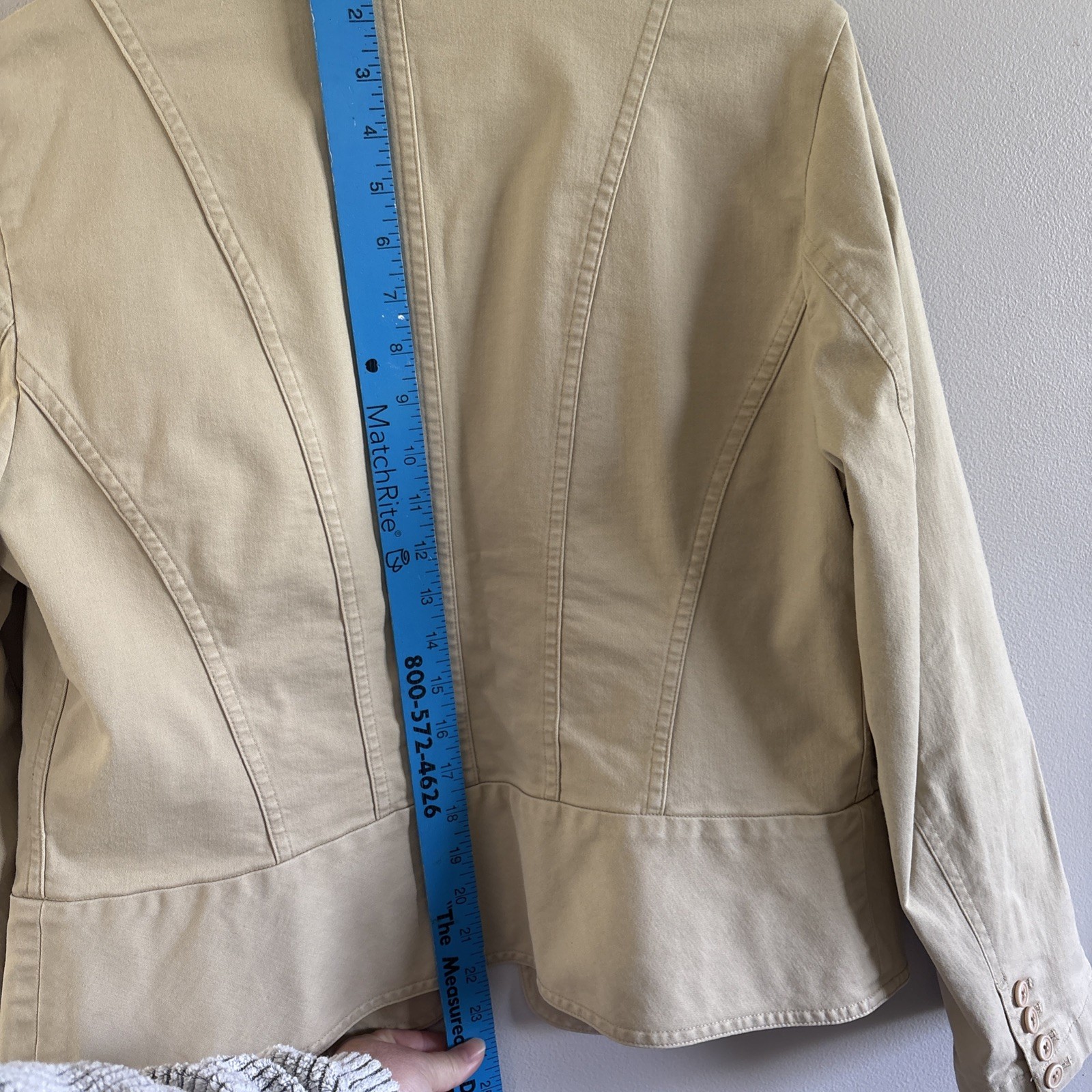 Talbots Tan Cotton Stretch Utility Safari Jacket Button Up Size 10 Casual Blazer