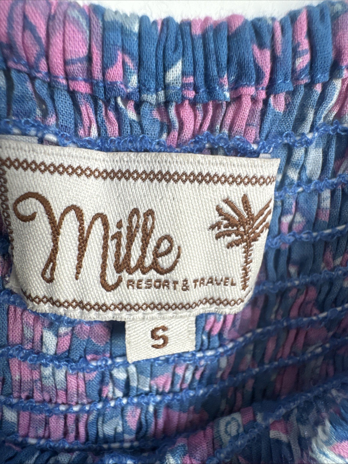 Mille Resort & Travel Floral Blue Midi Olympia Dress Fluttery Sleeves Small $268