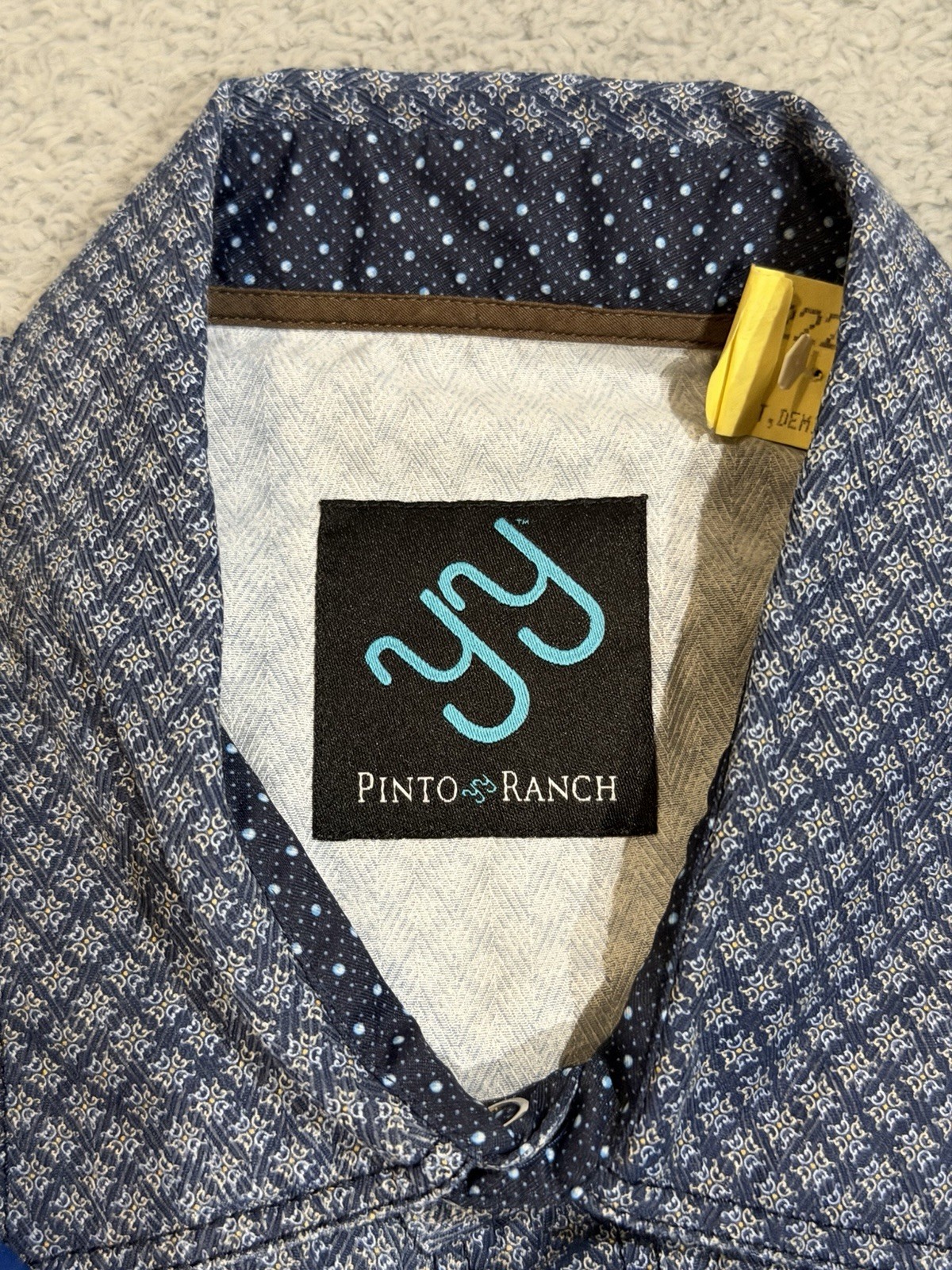 Pinto Ranch YY Western M Pearl Snap Cowboy Herringbone & Geometric Performance
