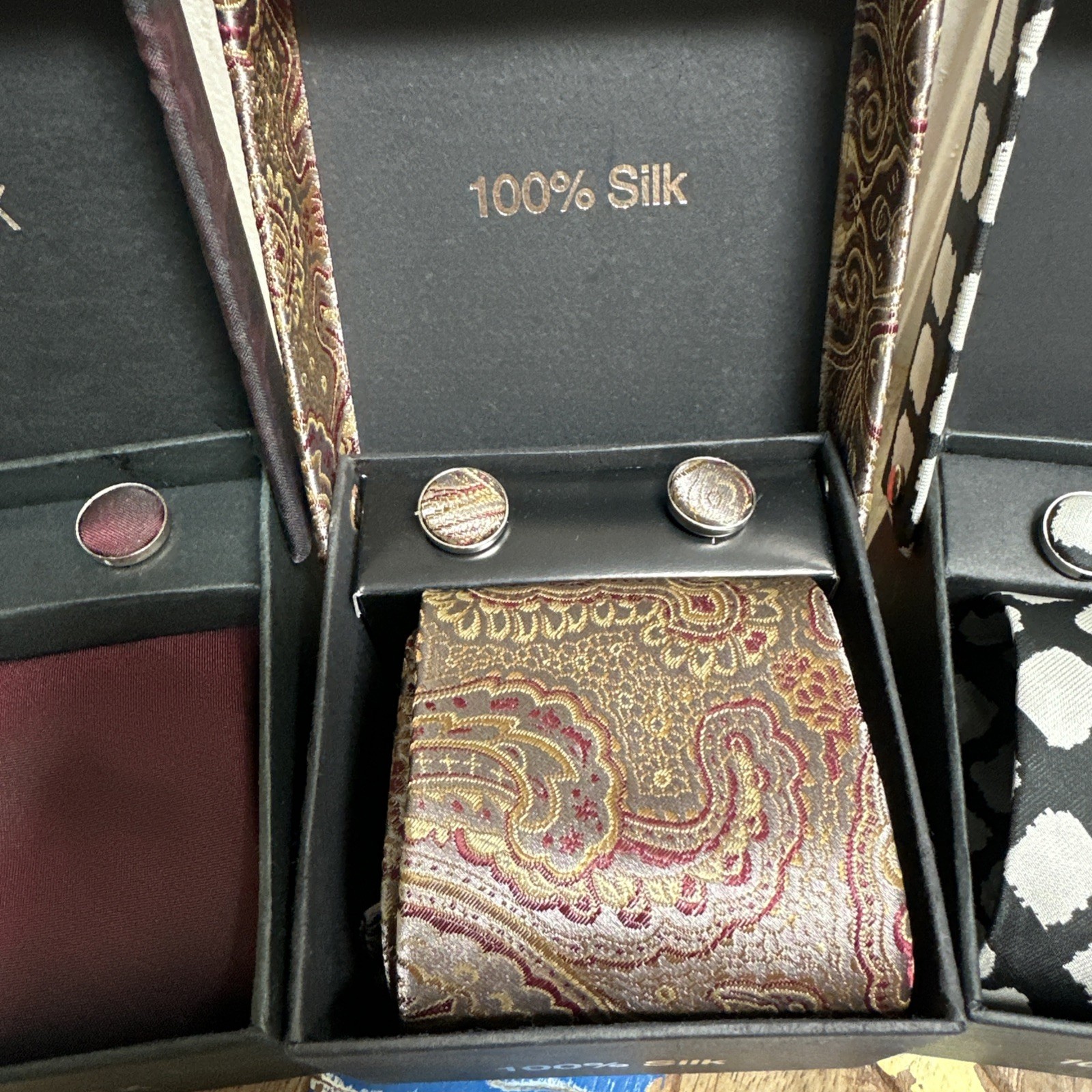 3 TIE MEN ( Different design) SET With Tie, cufflinks, handkerchief
