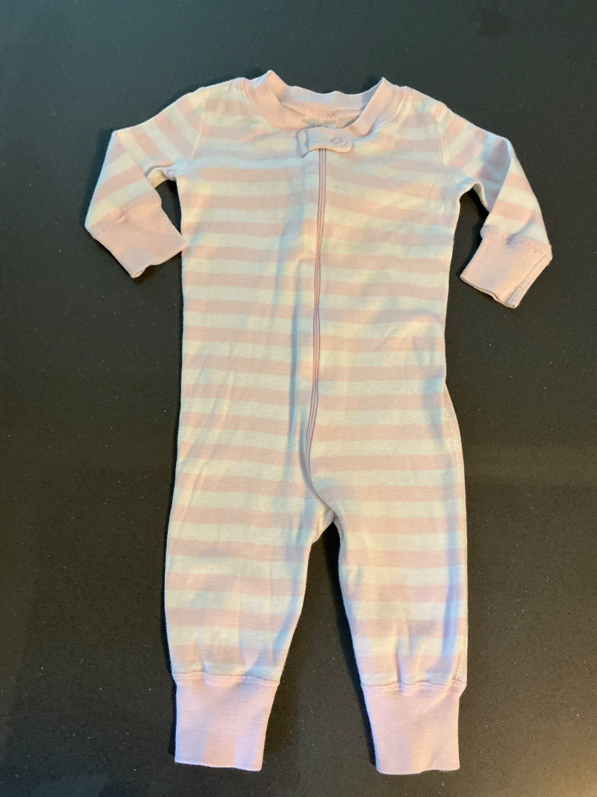 Hanna Andersson Girl 6-9M Pink & White Stripe Footless Snug Fit 1 PC Pajama