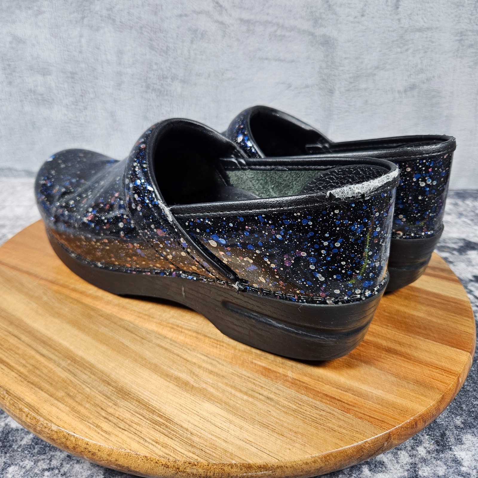 Dansko Professional Clogs Black Multicolor Paint Splatter Slip On EU 39 US 8.5–9