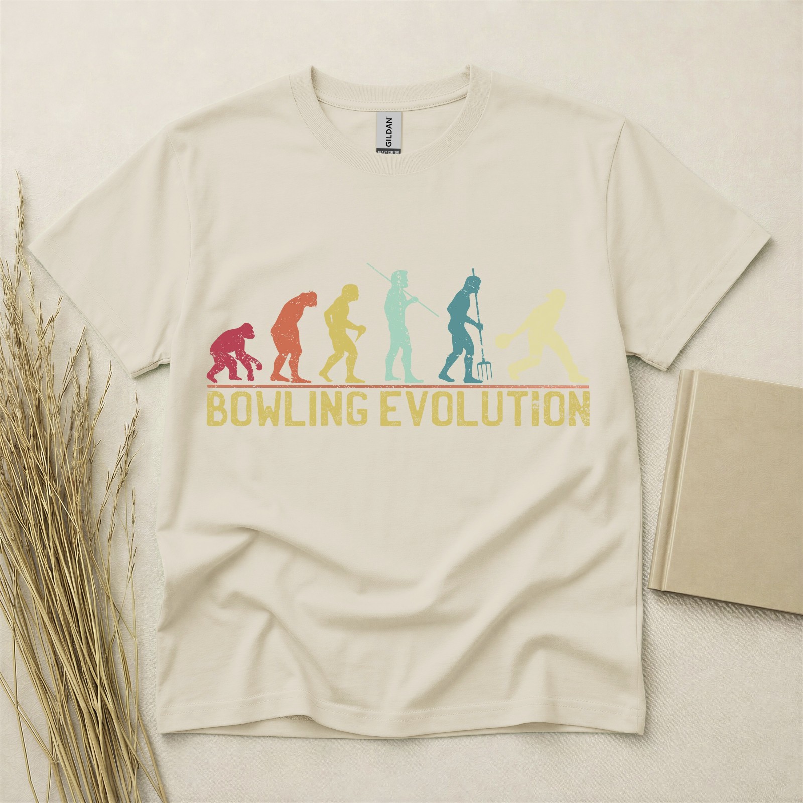 Bowling Evolution T Shirt Funny Bowler Gift Retro Sports Tee Gildan Cotton Top