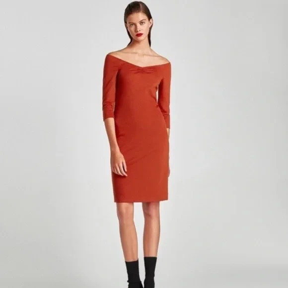 Zara Ponte Di Roma Bodycom Midi Dress