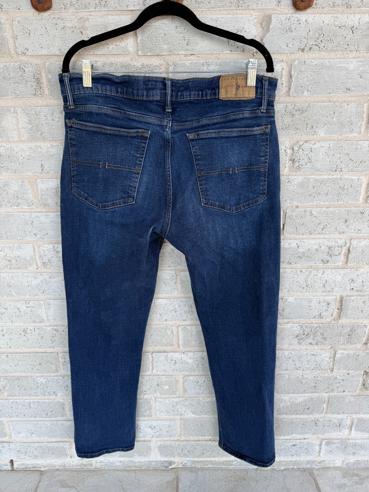 U.S. Polo Assn. Men’s Dark Wash Blue Denim Jeans Straight Fit Stretch 36W 30L