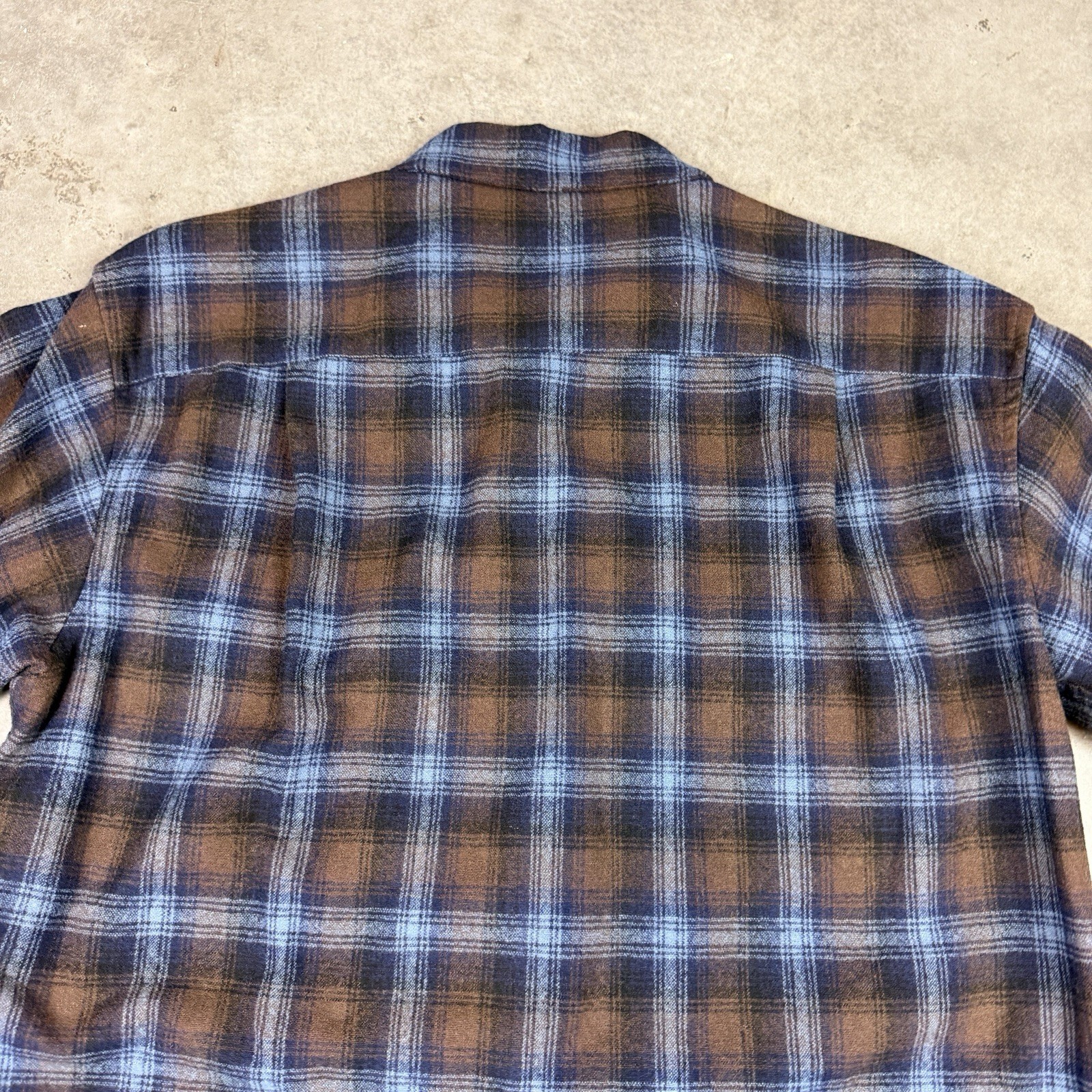 Pendleton Flannel Shirt Mens Medium Blue Board Shirt Wool USA Preowned