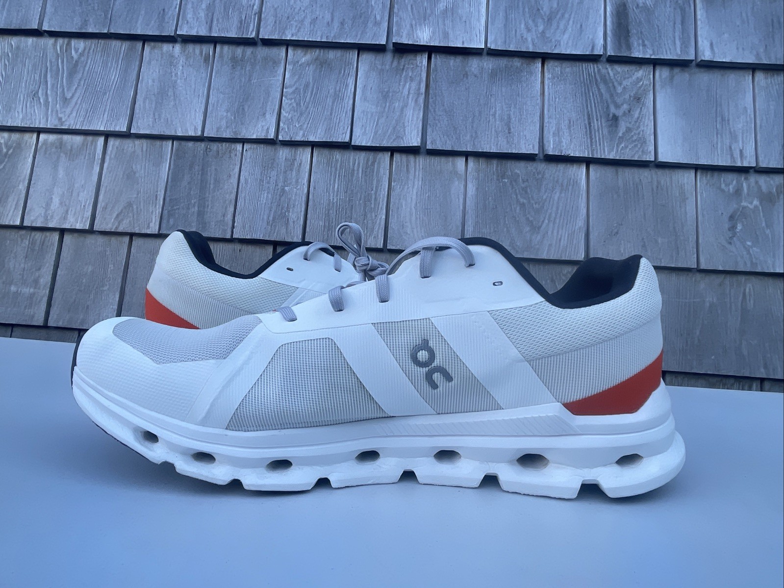 On Cloudrunner Low Top Athletic Sneakers Shoes White Gray Orange Men’s Size 14