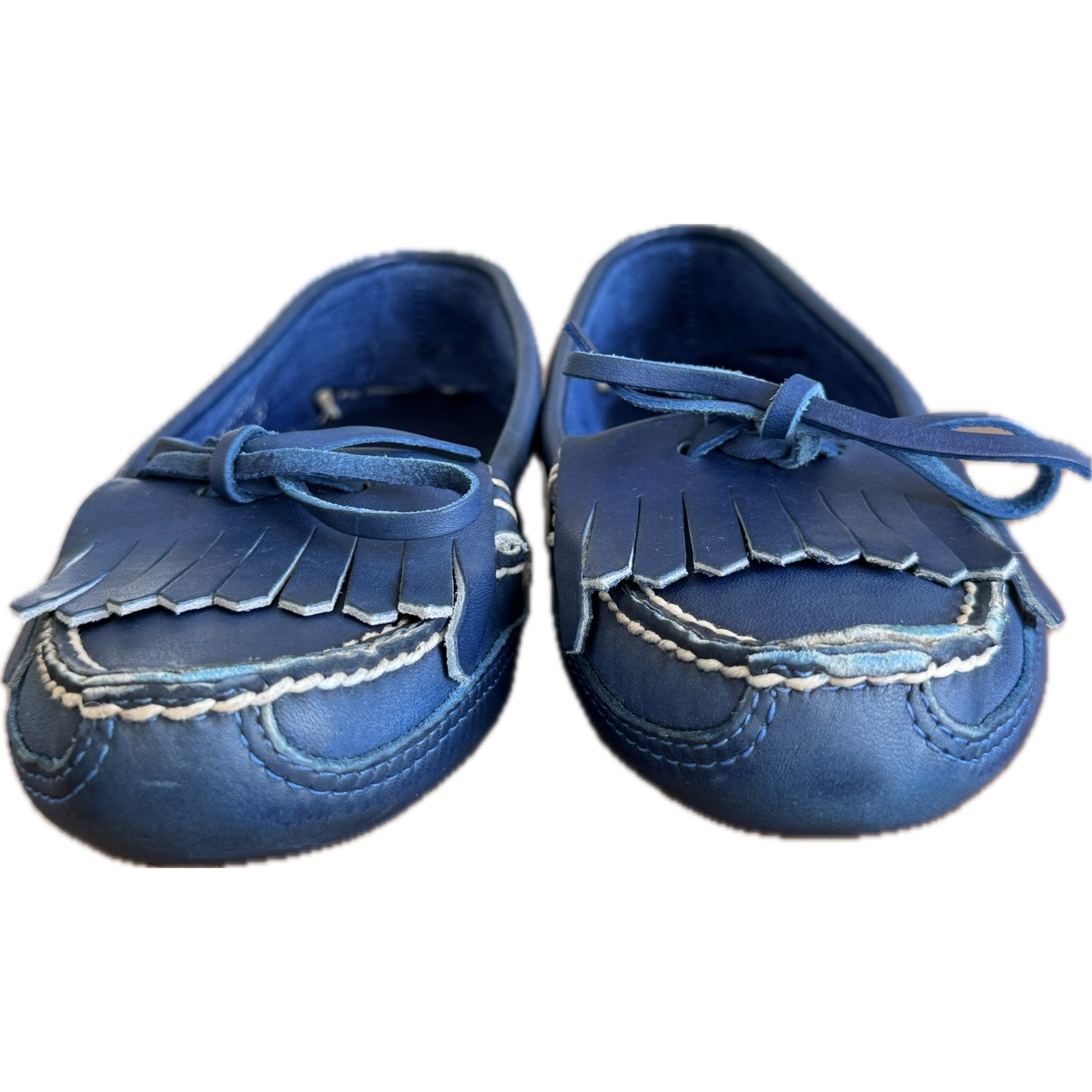 Ralph Lauren Rare Vintage Bench Made in Maine Blue Kiltie Moccasins W 8