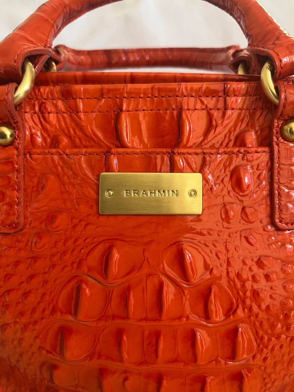 Brahmin satchel Orange Croc Embossed Melbourne Leather Handbag