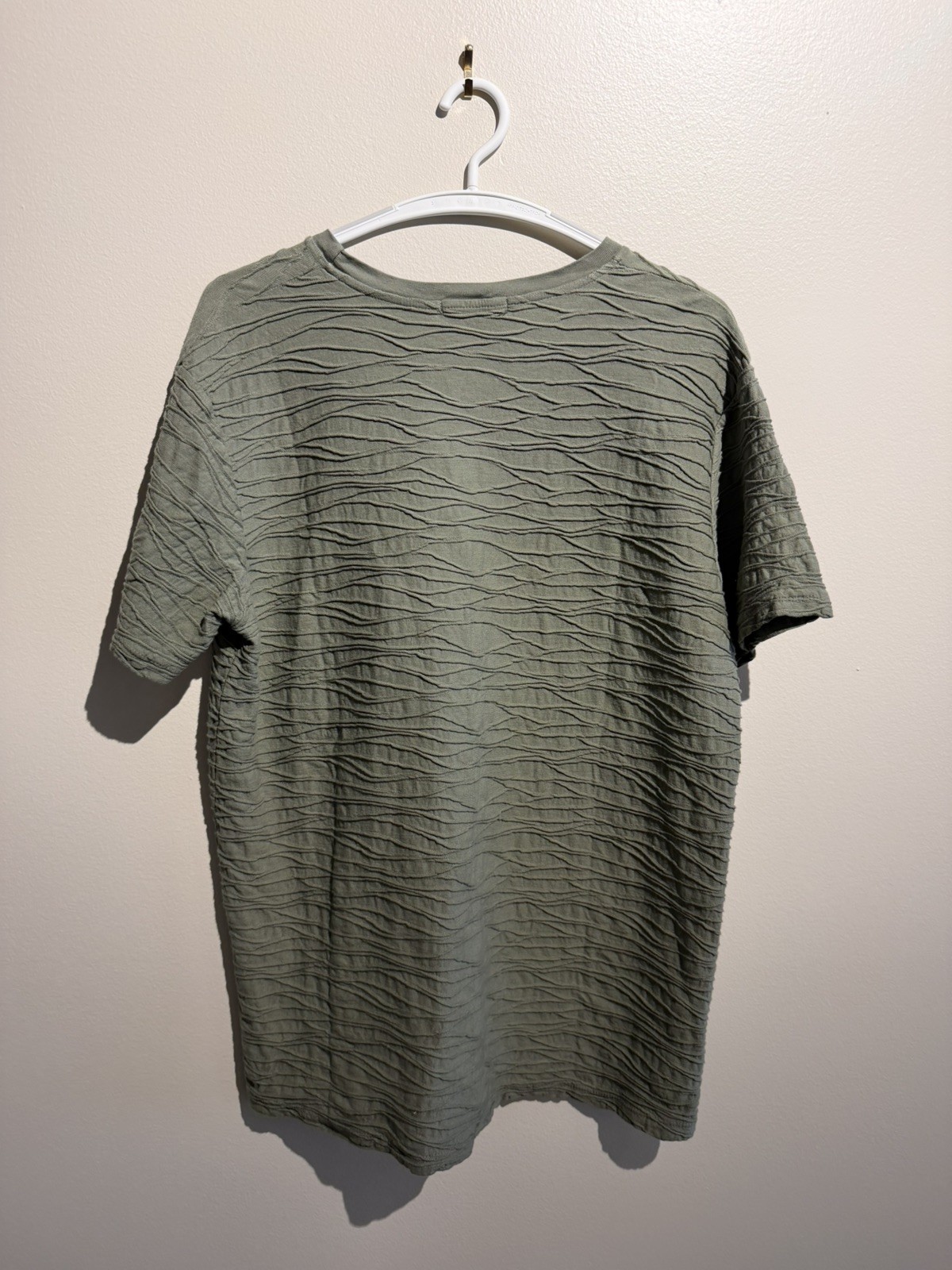 Mida Undici Men’s Tee Size L Military Green Made in Italy 100% Cotton – Textured