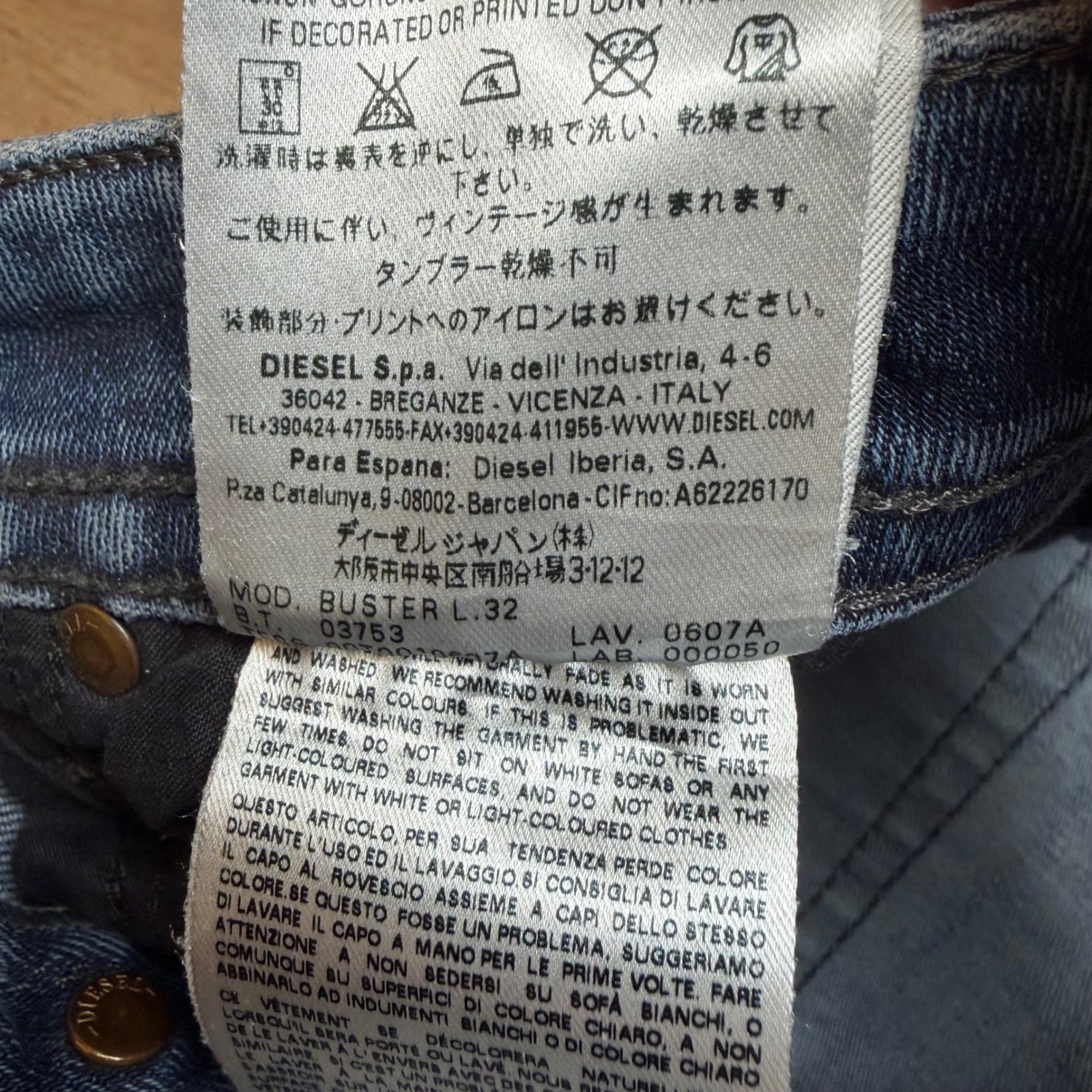 Diesel Buster Jeans Mens 31×32 Blue Regular Slim Tapered Stretch Denim 0607A