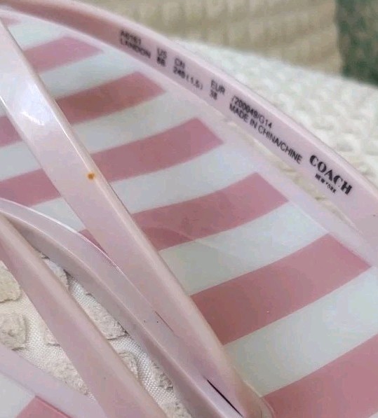 Coach Landon Jelly Flip Flop Pink Stripe 8M With Box