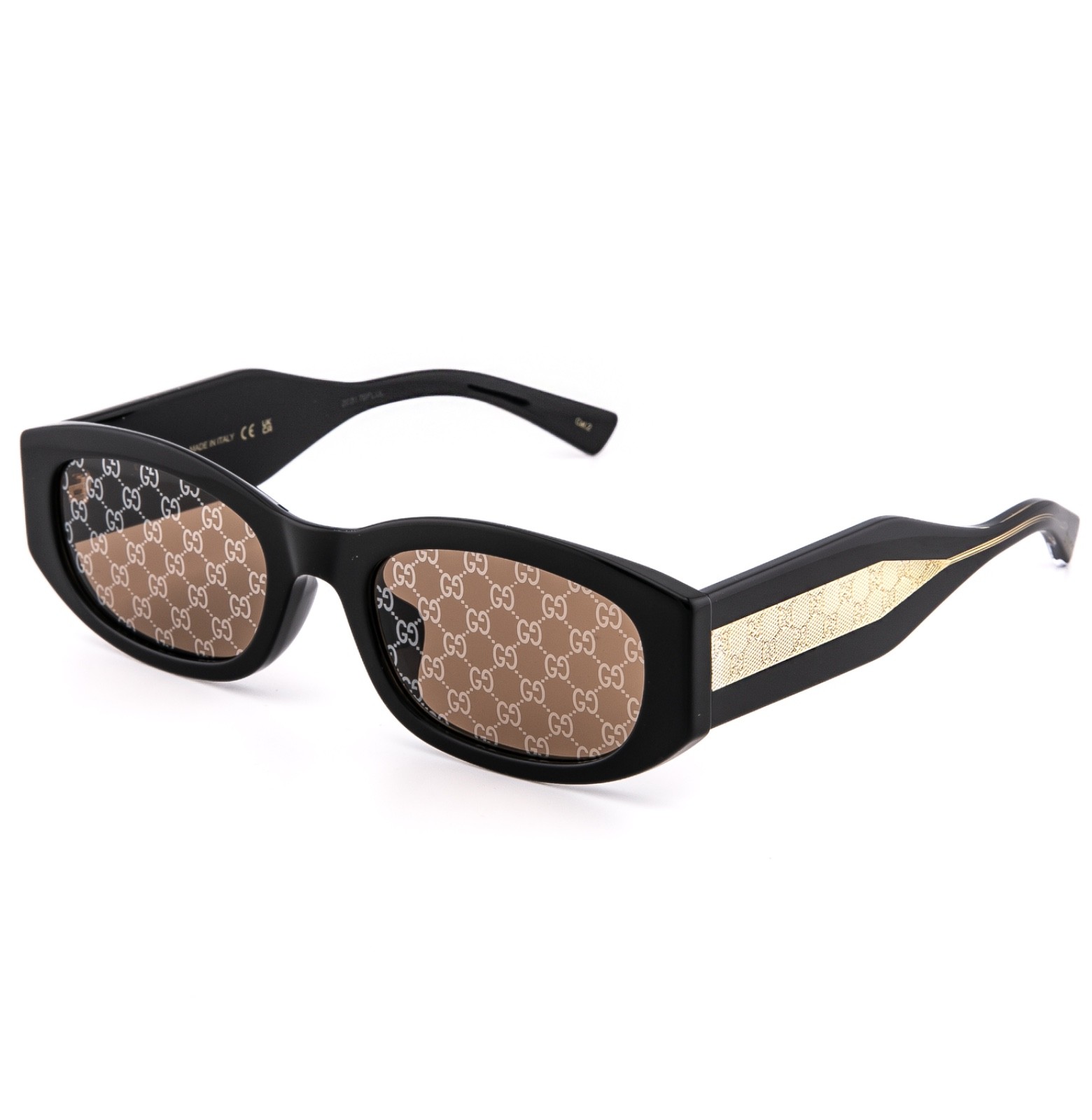 GUCCI 2068 Black Brown GG GUCCISSIMA Print Logo GG2068SA Geometric Sunglass 004