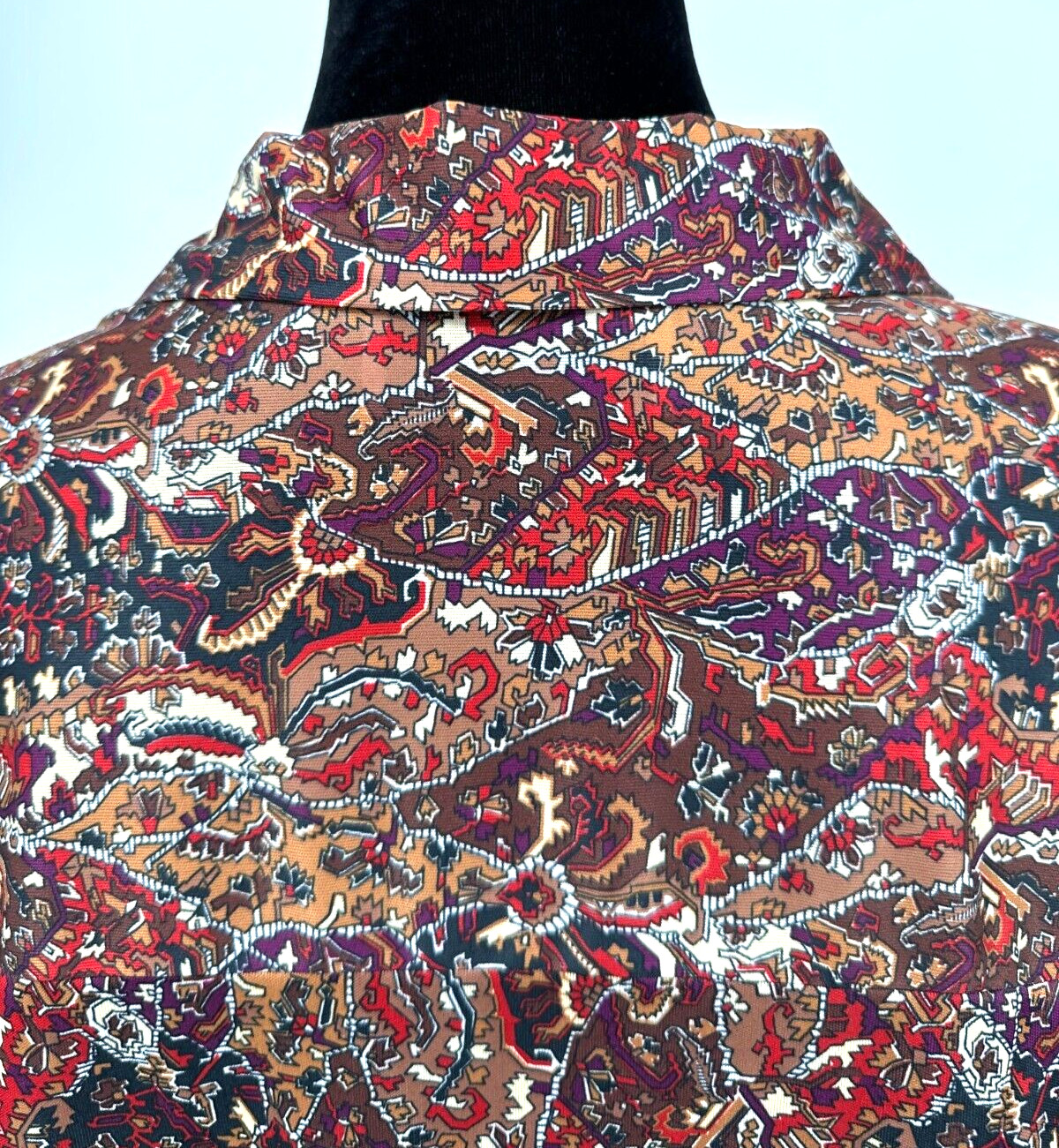 Top Notch Womens Short Sleeve Collared Blouse Size 38/18W Brown Autumnal Floral