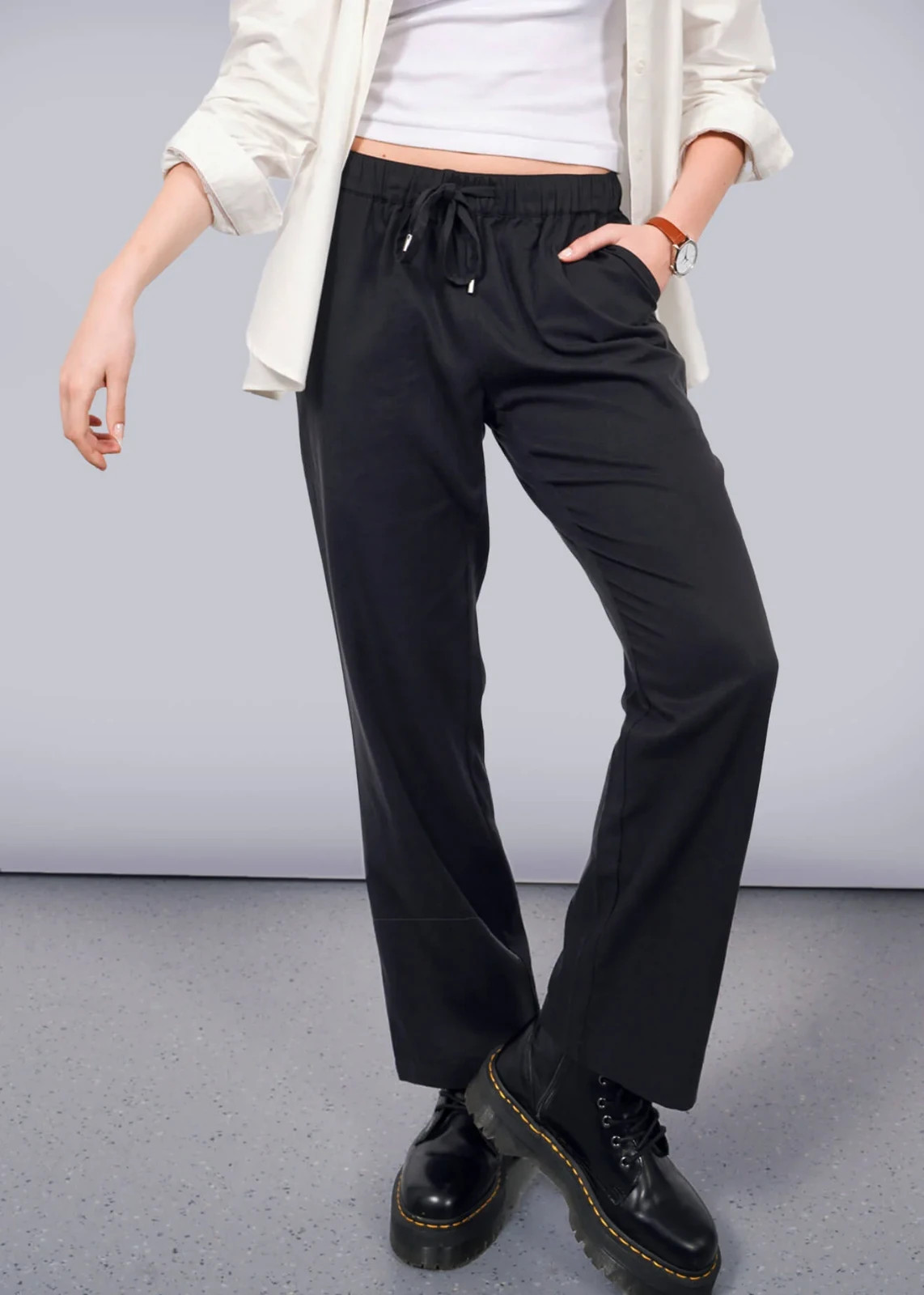 Wildfang Women’s Black The Empower Drawstring Pants Pockets New Jogger Med