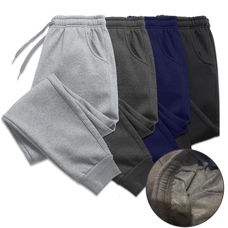 Men’s Casual Pants Autumn Winter Fleece Sweatpants Men Running Jogger Sports