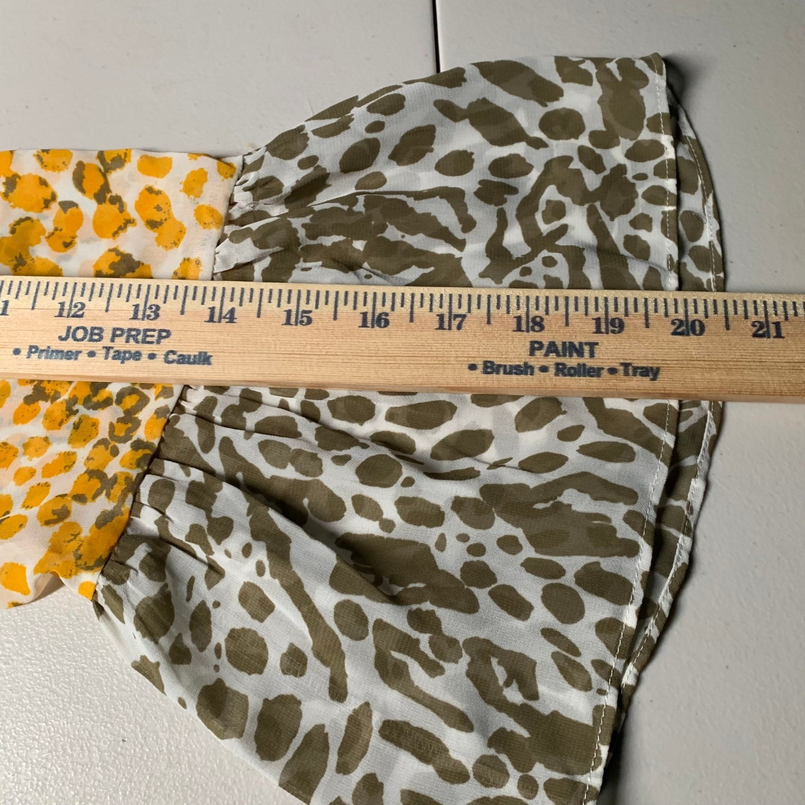 NWT Sheer Cover Up Pool Maxi Off Shoulder Bell Sleeve Animal Print Yellow Beige
