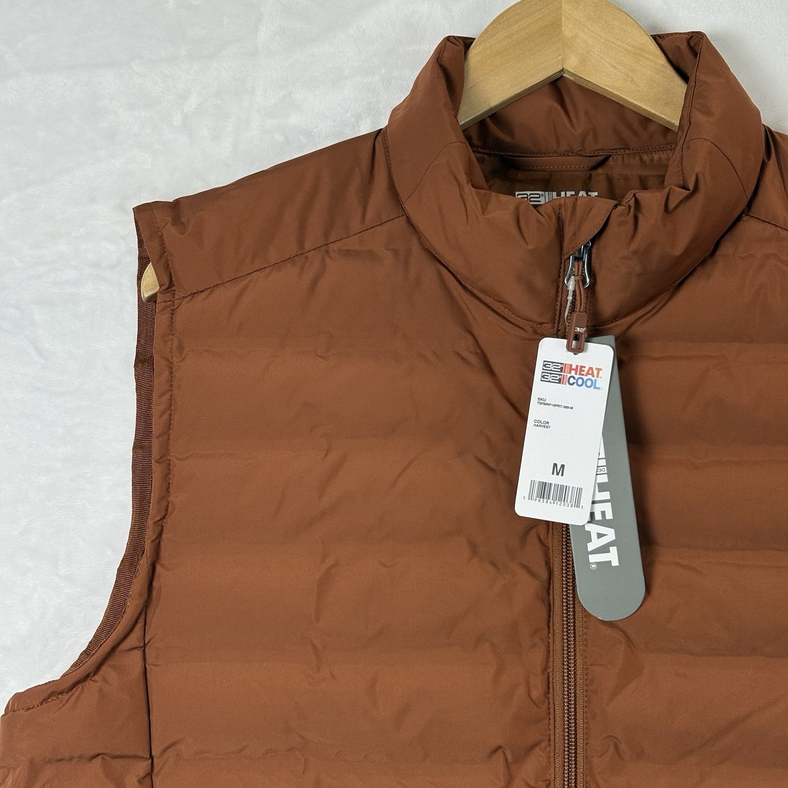 NEW! 32 Degrees Mens Packable Puffer Vest Sz M Burnt Orange Outdoors Hike Camp