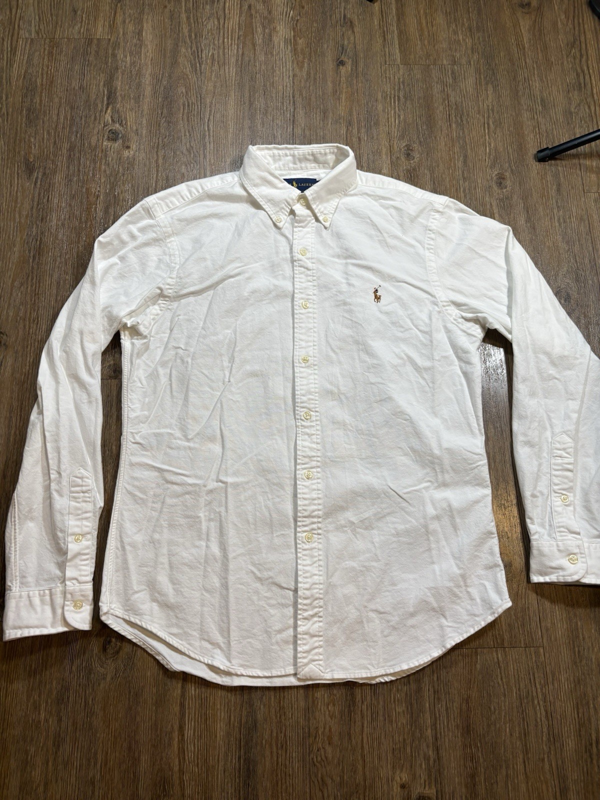 Ralph Lauren Slim Fit Stretch Oxford Shirt Men’s Large White Button Up Preppy