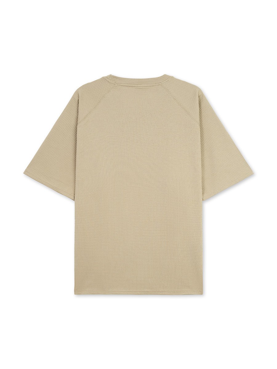 Men’s solid color embroidered raglan crew neck casual sports short sleeve