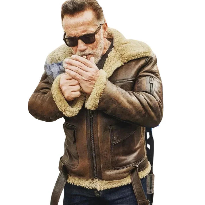 B3 RAF Aviator Pilot Arnold Winer Genuine Fur Real Sheepskin Leather Jacket