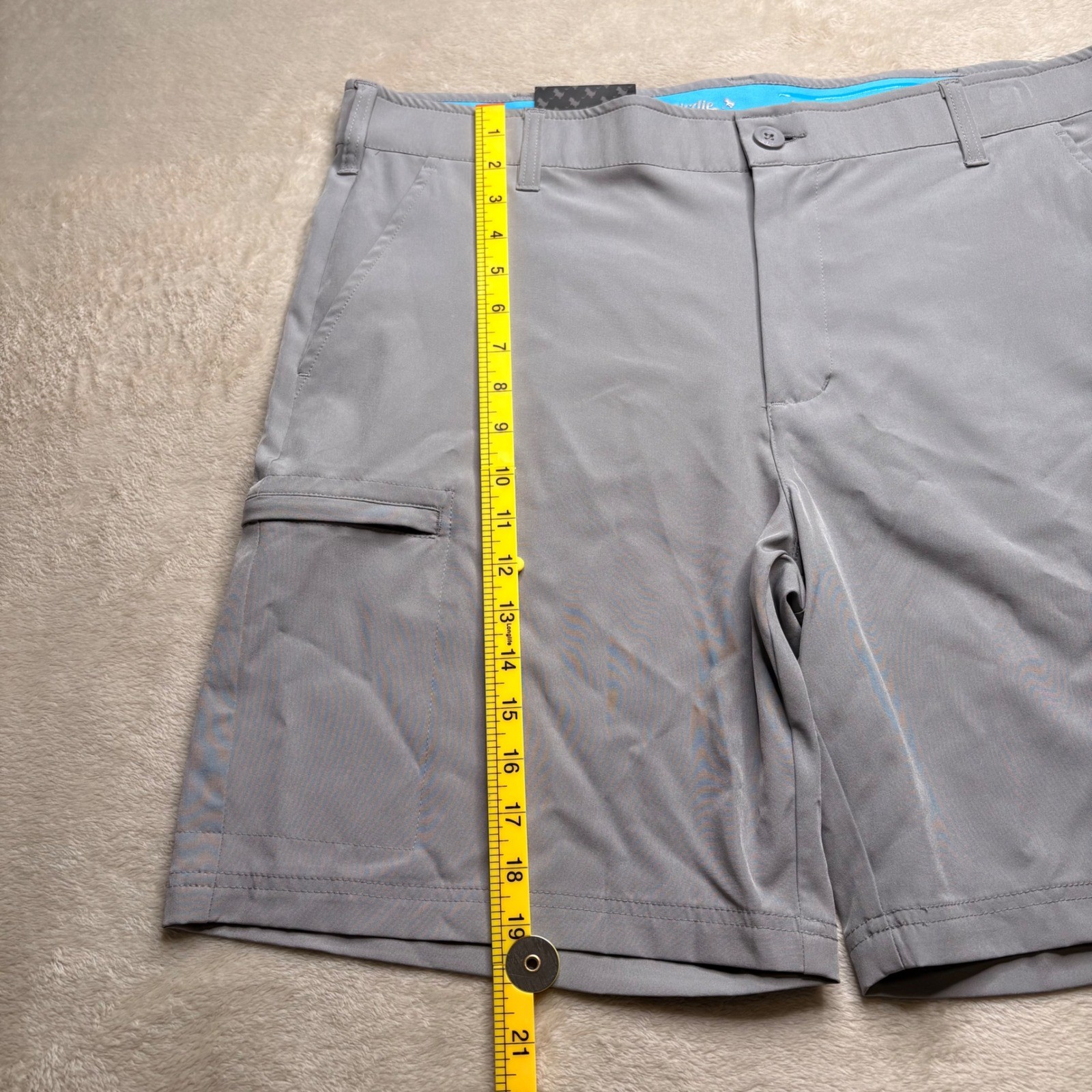 Birdie Bound Performance Golf Shorts Mens 38 Gray 9″ Inseam Cargo 6 Pockets