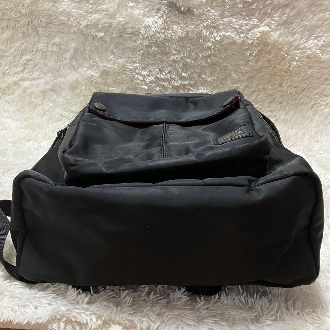 Porter L-Fine Ils Rucksack Backpack Nylon Polyester Black Red Used