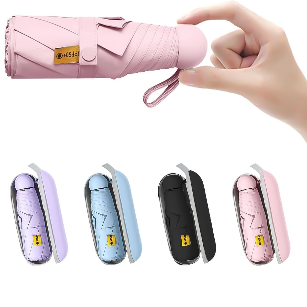 Compact UV Sun ProtectionTravel Umbrella With Case, Mini Umbrella For Purse, Li