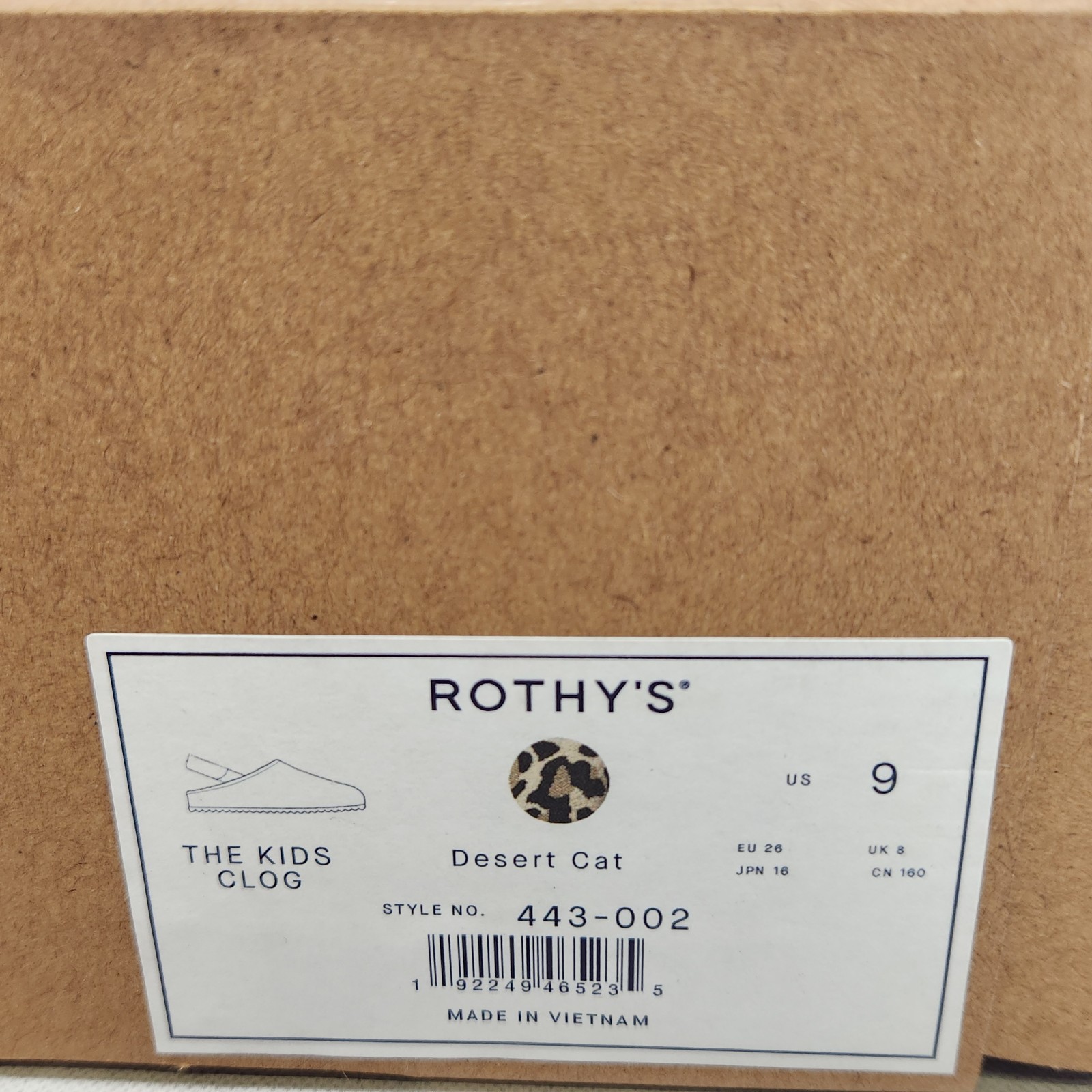 9 TODDLER – Rothys The Kids Clog – Desert Cat Leopard – 443-002