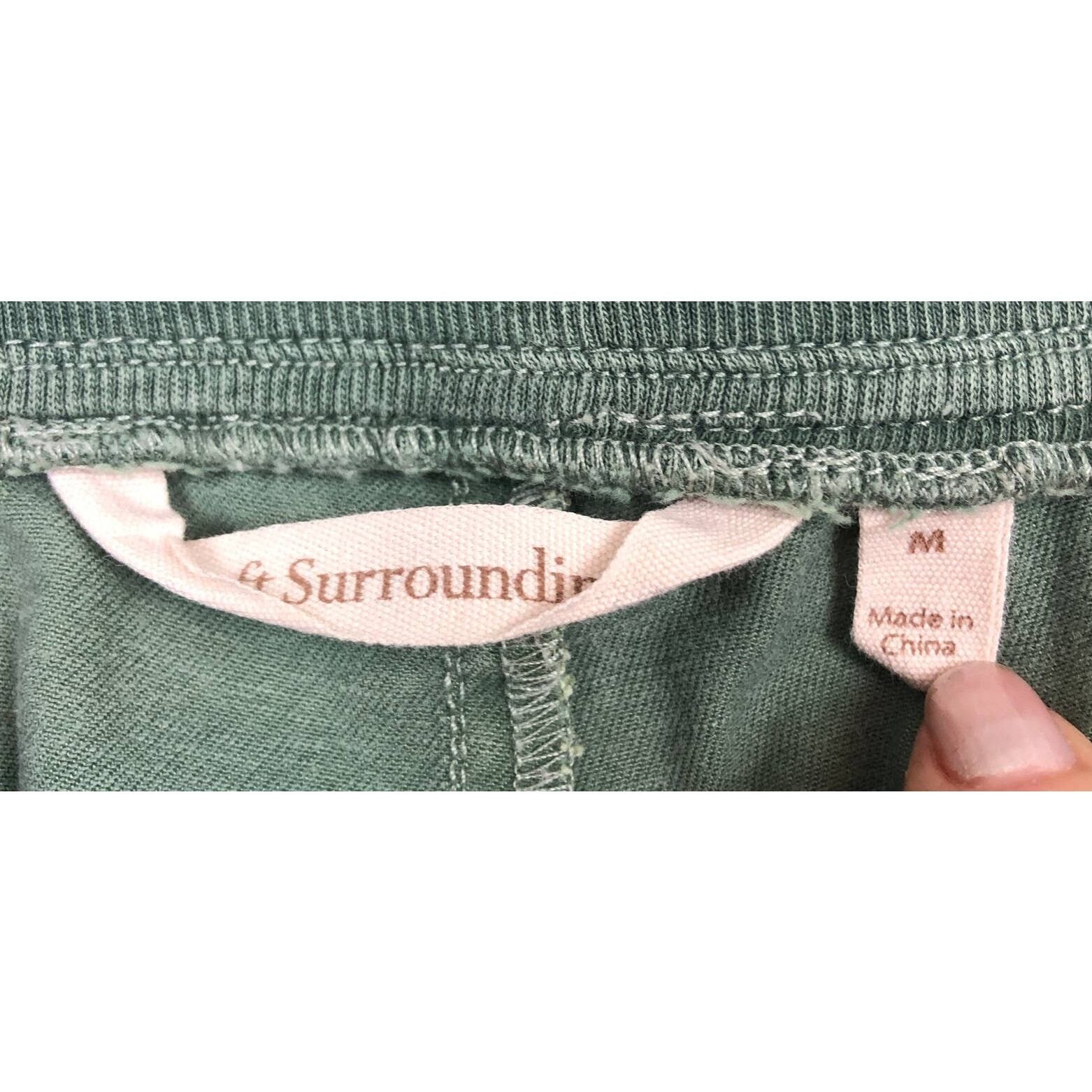 Soft Surroundings Medina Pants Roll Tab Hem Lyocell Cotton Blend Green Sz Medium