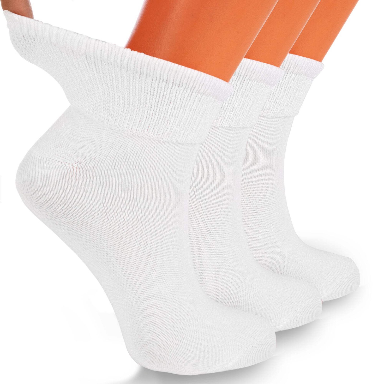 American Made Diabetic Ankle Socks 3 Pairs Non-Binding Cotton Unisex Moisture-Wi