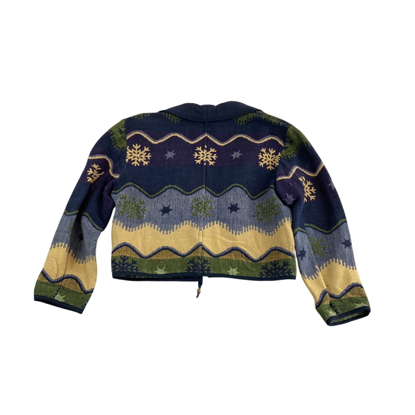 Flashback Snowflake Jacket Vintage Large Woven Western Blue Yellow Green Bolero