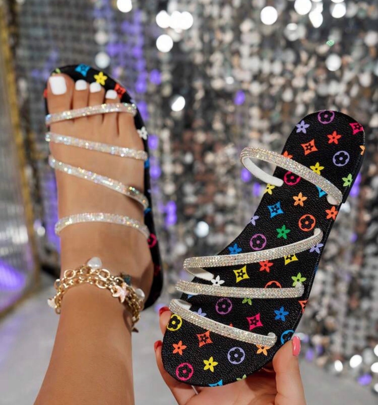 Women’s Rhinestone Designer-Inspired Sandals – Bling Beach Wedding Birthday Part
