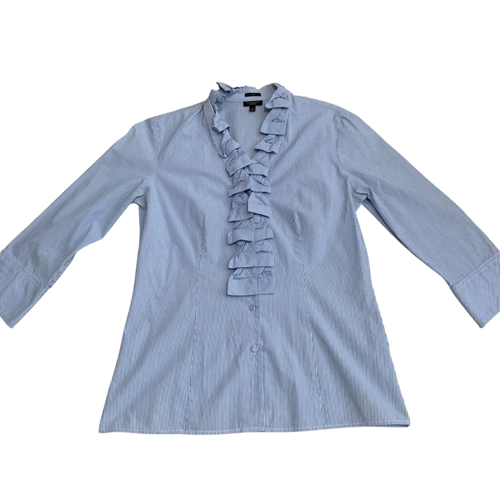 Talbots size 6 V-neck button down stretch career blouse with 3/4 sleeves