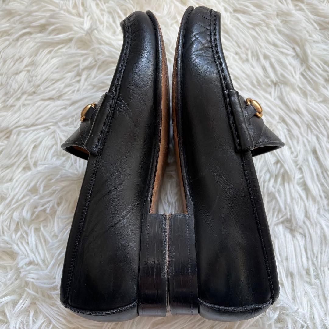 Rare GUCCI Horsebit Loafers Black Leather 35.5 22.5cm Elegant Italian Made