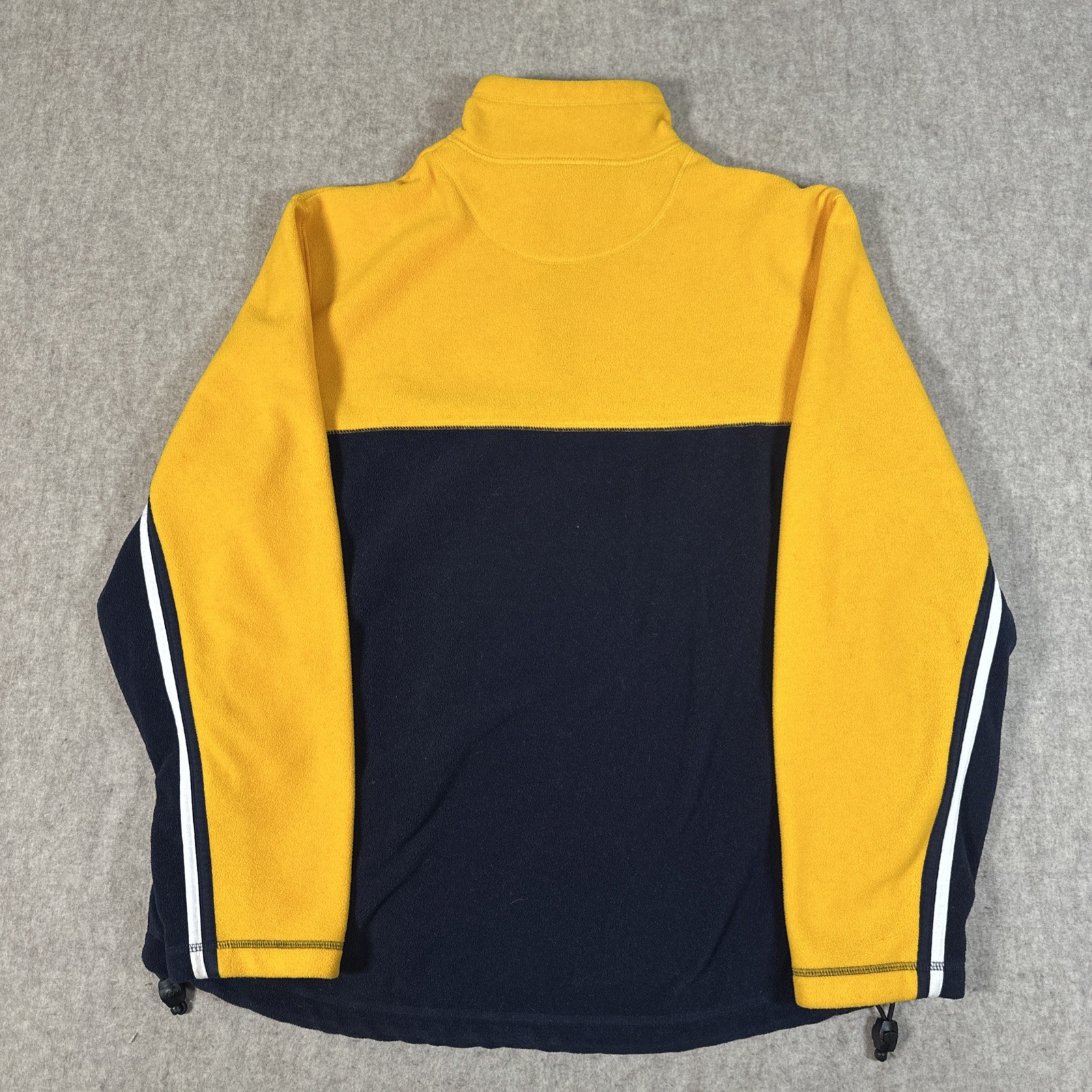 VTG Old Navy Sweatshirt Large Blue Yellow Logo Fleece Quarter Zip Pullover Y2k